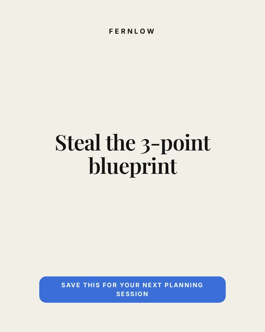 Fernlow closing slide: Steal the 3-point blueprint.