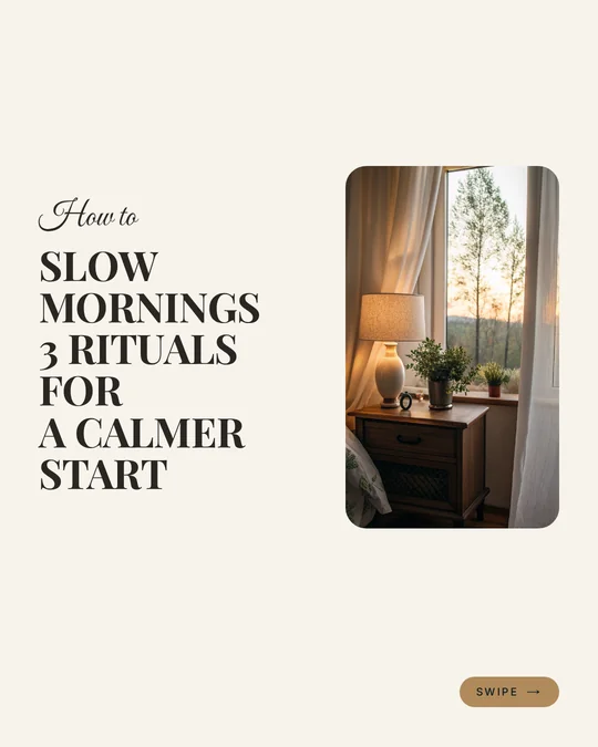 Linden & Rye carousel cover: Slow mornings, 3 rituals for a calmer start.